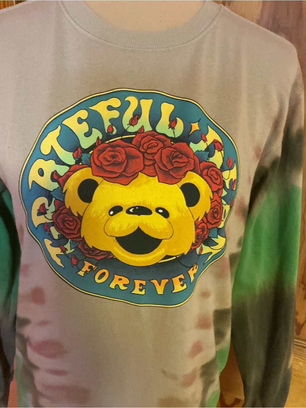 Grateful Dead Bear Forever Tie Dye Sweatshirt Small Roses Graphic Crewneck - Picture 6 of 8